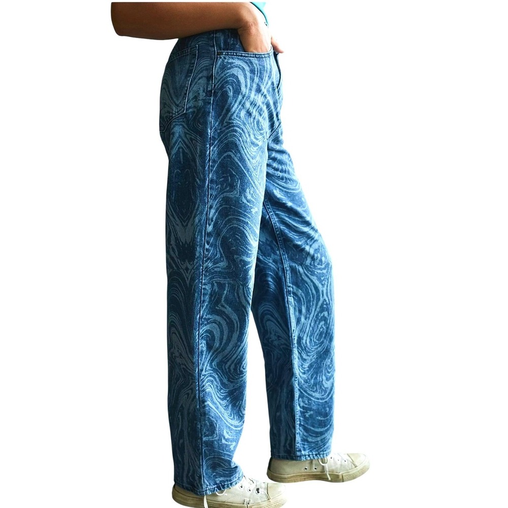 Wild Fable Jeans Womens 8/29 High Rise Wide Leg Baggy Blue Psychedelic Swirl